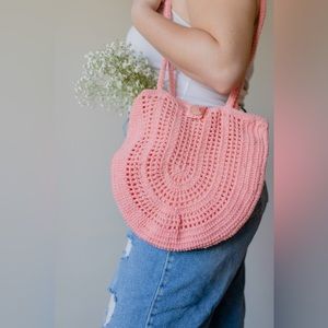 Pink crochet purse